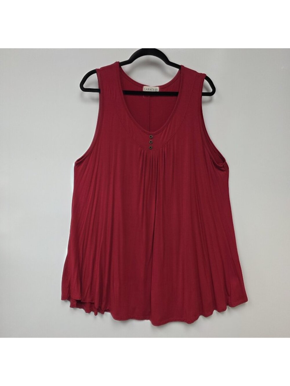LARACE Tank Top Womens 5X Red Scoop Neck Sleeveless Tunic Plus Jersey Stretch